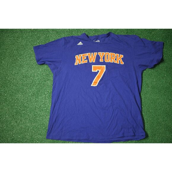 Adidas New York Knicks #7 Carmelo Anthony T-Shirt XL Blue NBA Basketball Tee - Picture 1 of 5